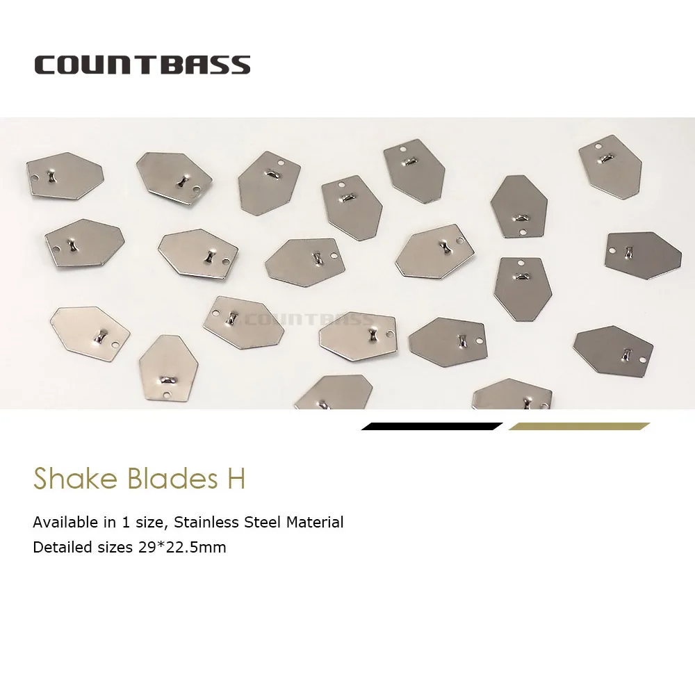 COUNTBASS 50pcs  Swim Jig Blade, Stainless Steel Chatterbait Blade, DIY Vibration Jigs, Casting Wobble fishing Jig Lure