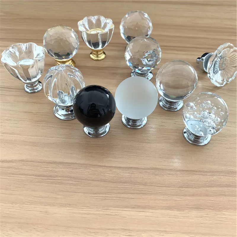 LCH 30mm Frosted Bubble Ball Crystal Knob Pumpkin Shaped Pull Cabinet Furniture Hardware Lotus Flower Handle