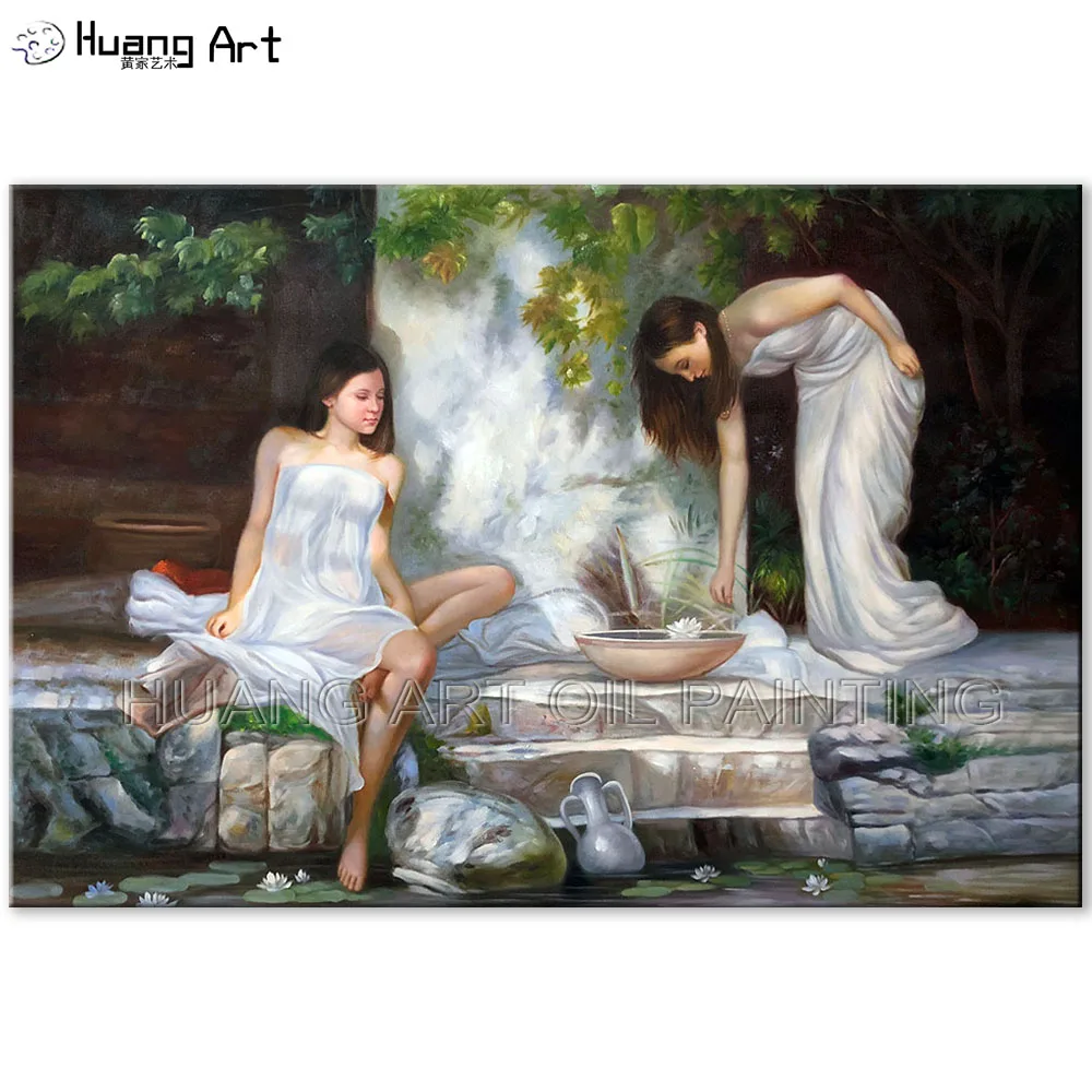 Handmade Oil Painting on Canvas by Skilled Artist Impression Beautiful Women Wall Painting for Room Decor Realistic Figure Art