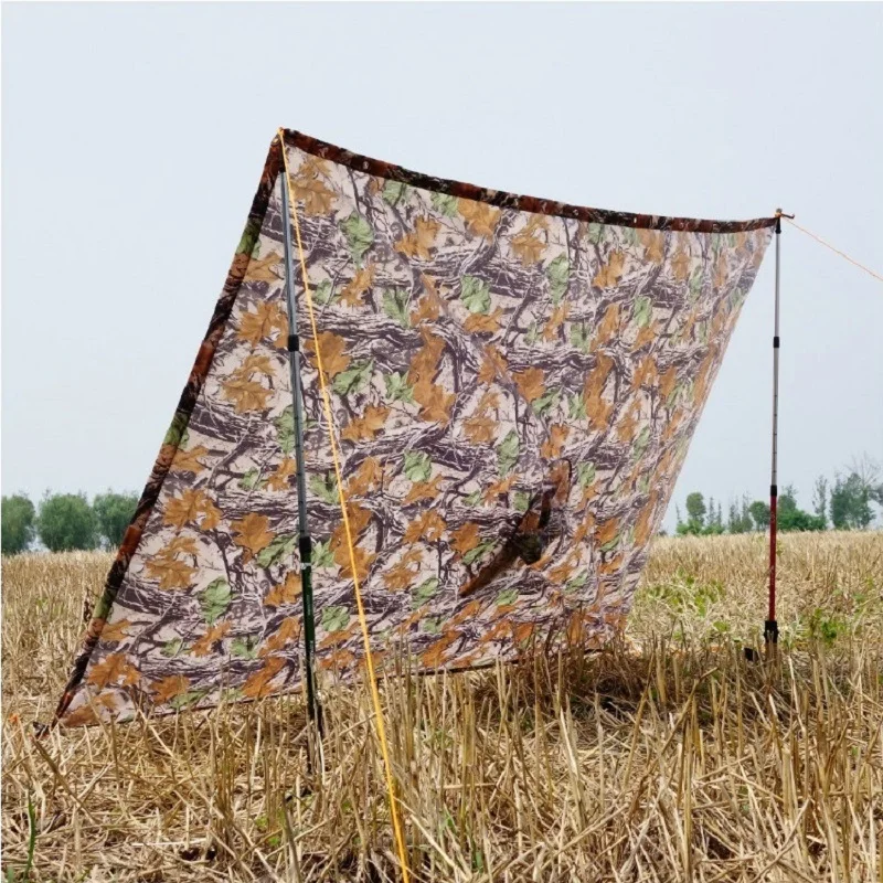 Multifunctional 3 in 1 outdoor camouflage raincoat camping tent awning rainwear camping mat ground mat jungle moistureproof mat