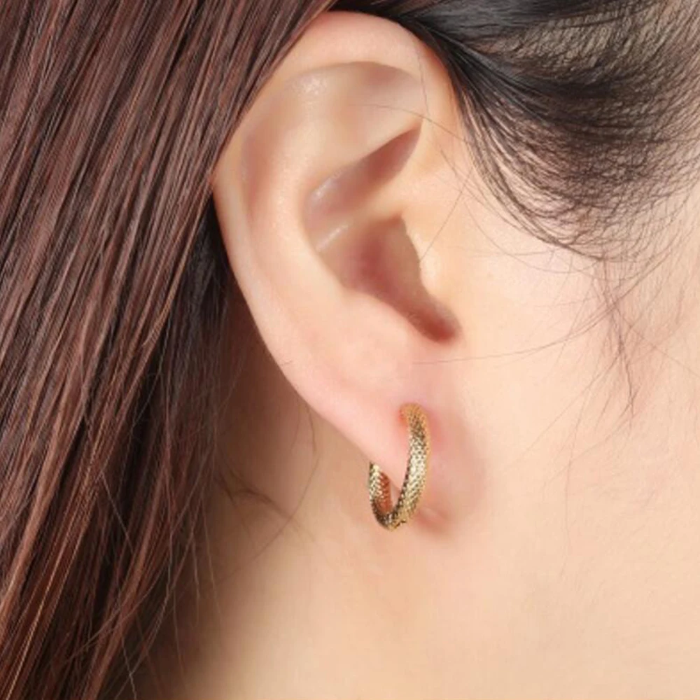 Fashion Two Colors Stainless Steel Hoop Earrings Stripes Huggie Earrings Circle Fashion Earrings for Women Girls Jewelry