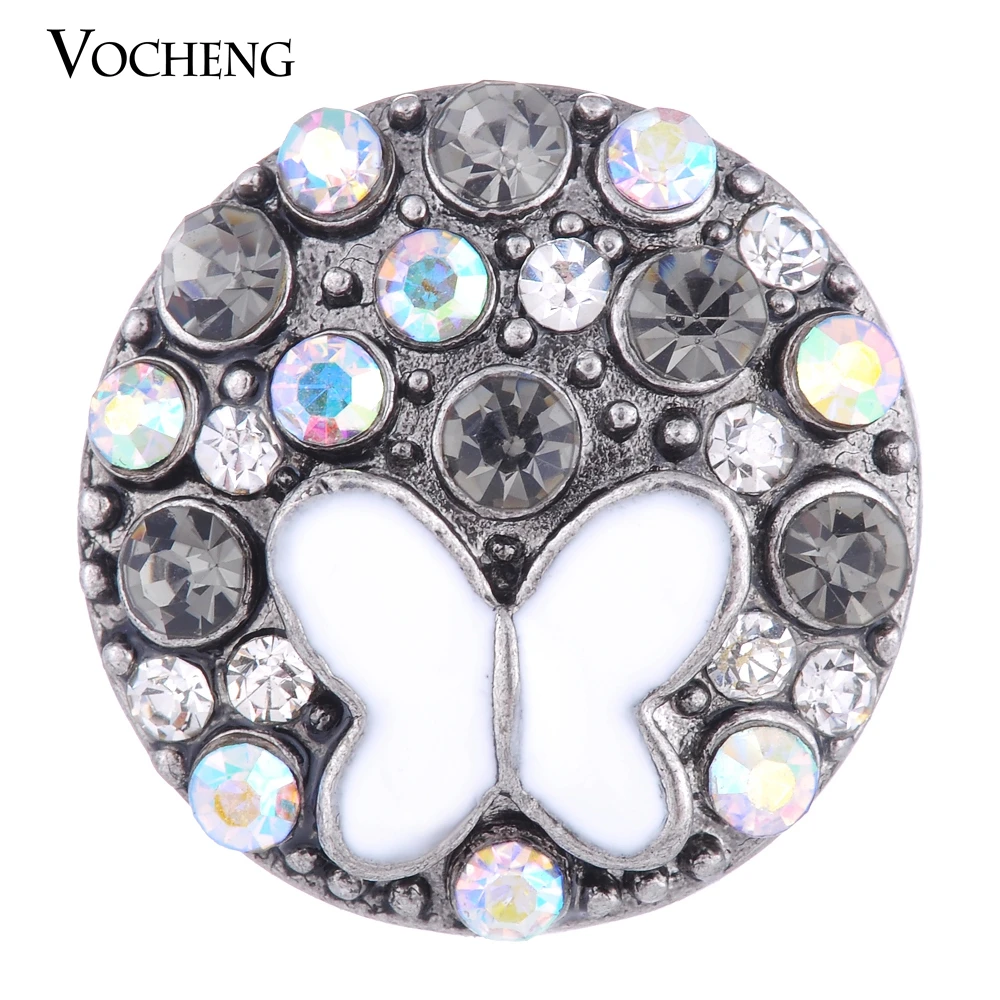 Vocheng Snap Charms 18mm Hand Painted Butterfly 2 Colors Rhinestone Vn-1014 Free Shipping