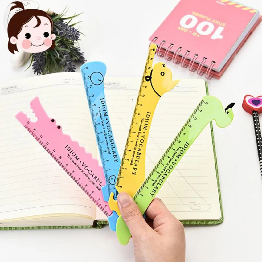 1PC Kawaii cartoon animal  Student Plastic Ruler Papelaria Creative Stationery School Supplies 15cm measuring tool