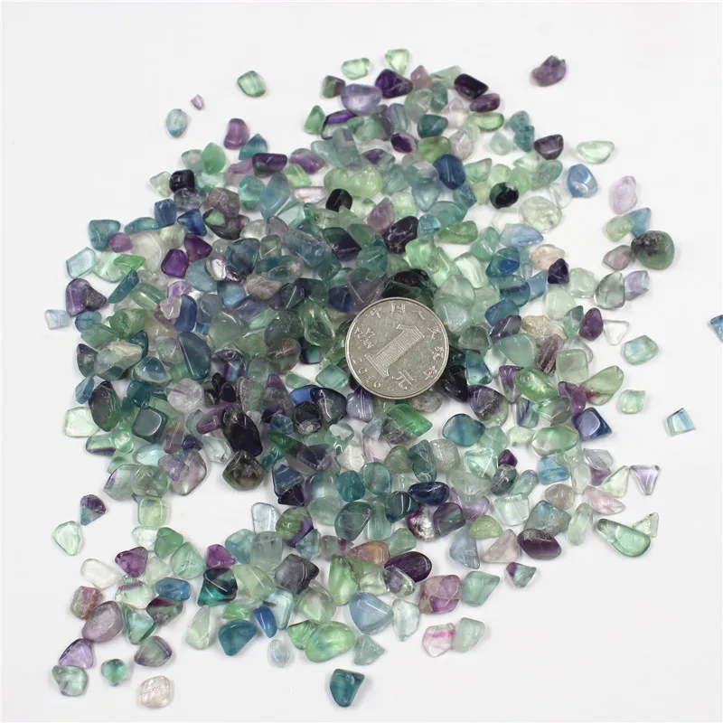 Tumbled Gemstone Natural Crystal Green Purple Fluorite Chip Stone Medium 5g