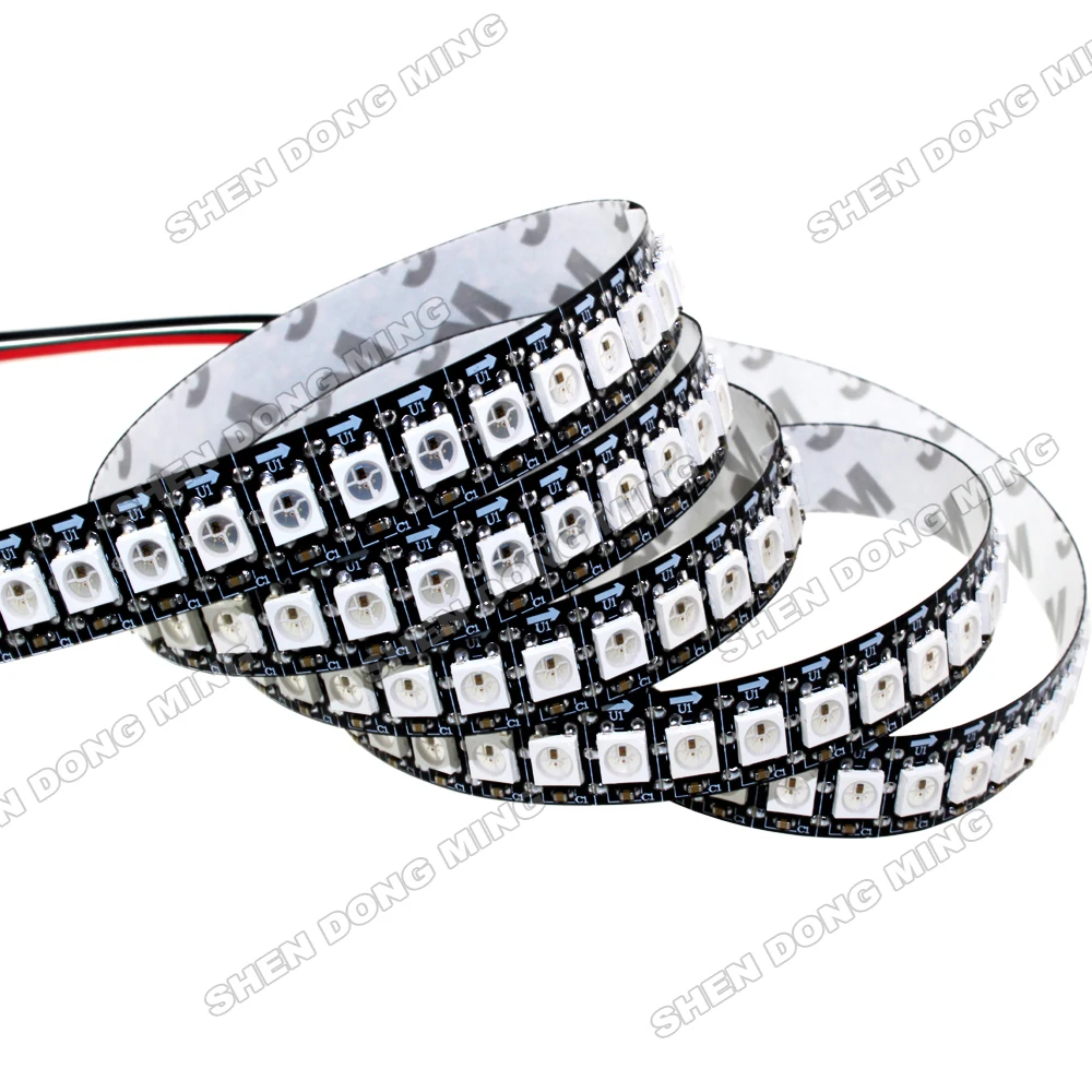 100M white/black PCB WS2812 led strip DC5V flexible digital led 144led 144IC/m built-in IC changeable color RGB led pixel strip