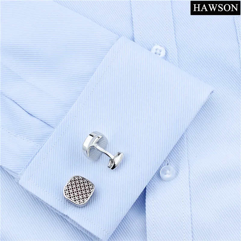 HAWSON Mens Square Enamel Fashion Cufflinks for Wedding  christmas Best jewelry and accessories   Gift with Box