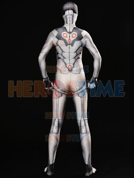 Genji-fantasia branca de spandex para cosplay, zentai com impressão 3d, roupa para fantasia de gato, entrega grátis