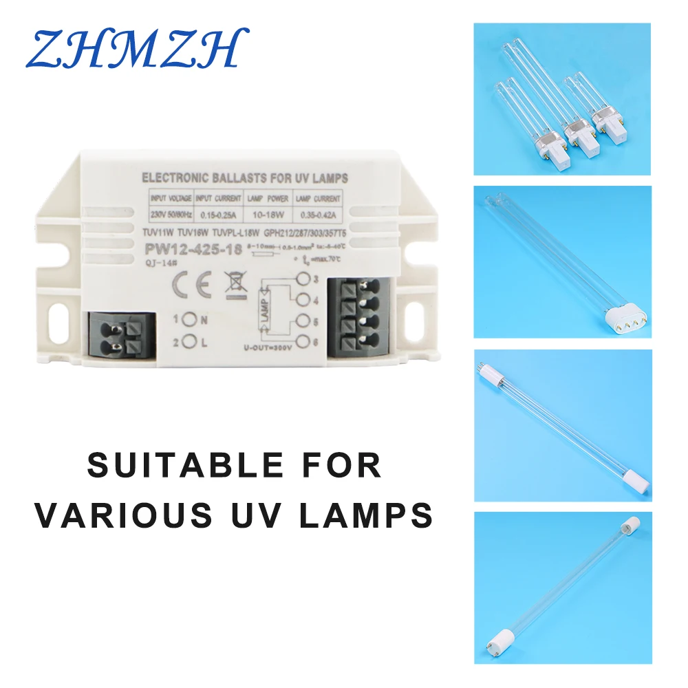 220V 4-18W Universal Electronic Ballasts For G23 UV Lamp G10q Ultraviolet Germicidal Disinfection Lamp G5 UVC Sterilizing Lights