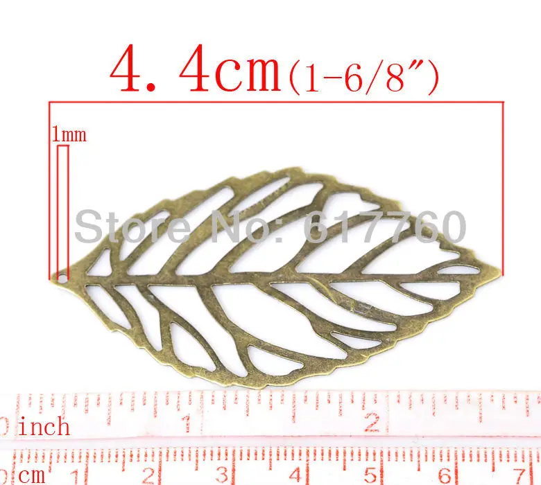 

Free shipping-50Pcs Antique Bronze Filigree Leaf Charm Jewelry Findings DIY Connectors Pendants 4.4x2.6cm J0049