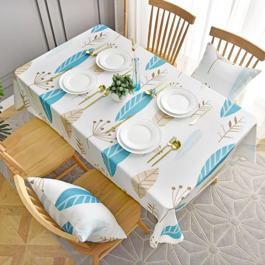 Nordic Leaf  Dining Table Cloth Coffee Table Cover Outdoor Party Tablecloth Oilproof  Tafelkleed Nappe De Table Rectangulaire