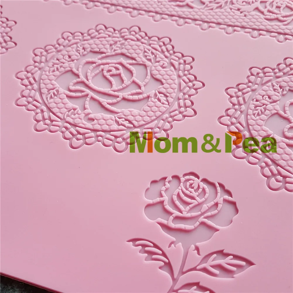 Mom&Pea GX225 Combined Lace Pad Mold Cake Decoration Fondant Cake 3D Mold Food Grade Silicone Mould