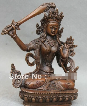 Free Shipping 0 Old Tibet Tibetan Buddhism Purple Bronze Wenshu Manjushri Buddha Statue