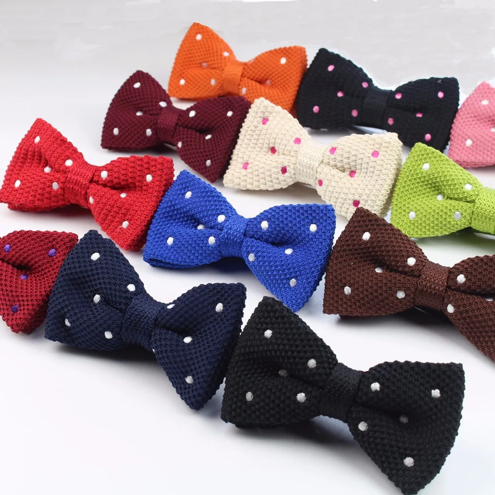 محبوك رجل ربطة القوس فيونكة الرجال الترفيه منقطة ثنائية الطبقة ربطة القوس فيونكة s للرجال حفل زفاف مخطط الزفاف بورجوندي Burtterfly ربطة #1