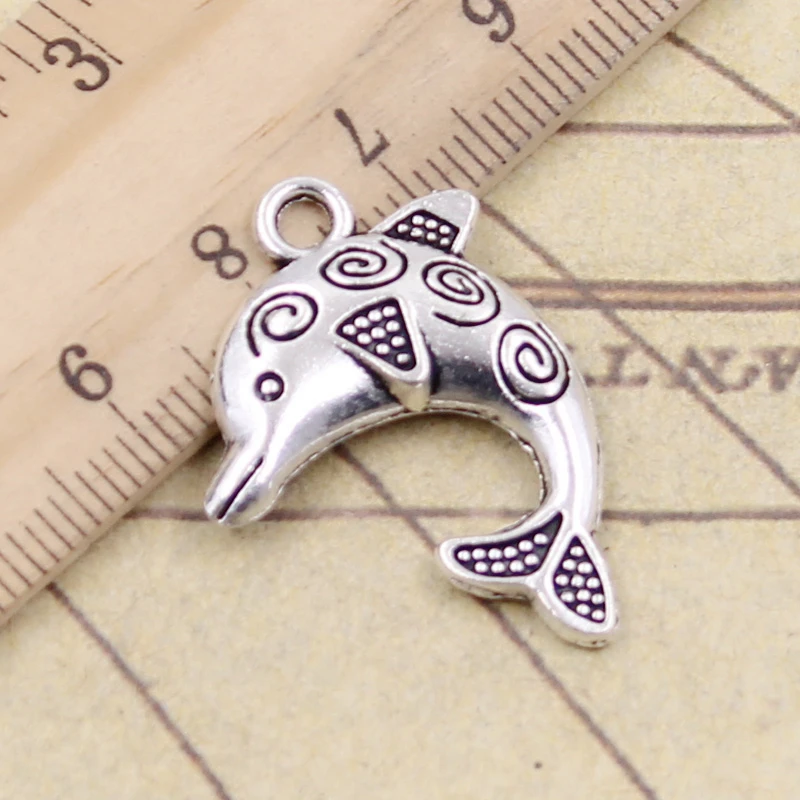 10pcs Charms Dolphin 24x30mm Tibetan Silver Color Pendants Antique Jewelry Making DIY Handmade Craft