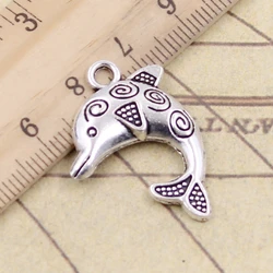 10pcs Charms Dolphin 24x30mm Tibetan Silver Color Pendants Antique Jewelry Making DIY Handmade Craft