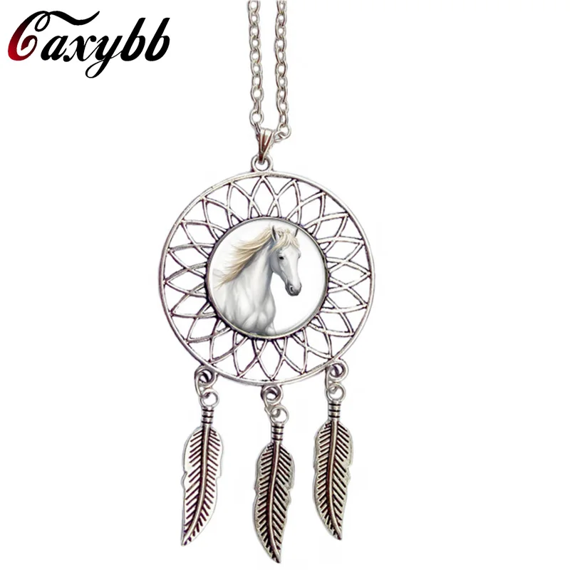 Caxybb New Style Dream Catcher Jewelry Wings Shaped Pendant Horse Necklace  Sweater Chain animal Pendant necklace women