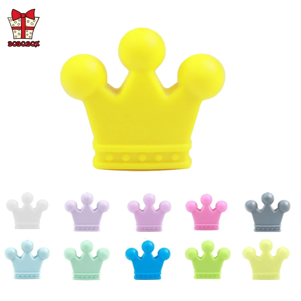 BOBO.BOX 10Pcs Food Grade Crown Silicone Beads Baby Teething DIY Pacifier Chain Pendant Silicone Accessories  Baby Teethers Toy