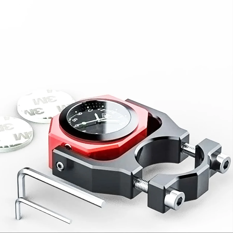Universal Waterproof 7/8 Motorcycle Bike Handlebar Mount Clock Watch Luminous Clock with Waterproof Temp Thermometer