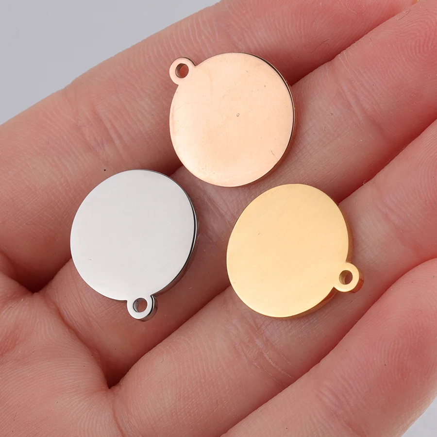 Fnixtar 20 sztuk 10/15/20/25mm stal nierdzewna okrągłe puste tłoczenie platerowane dyski lustro polski Charms dla majsterkowiczów niestandardowe tworzenie biżuterii