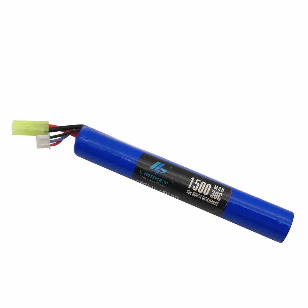 Limskey Airsoft Battery Power gun battery 7.4V 1500MAH 30C AKKU Mini toys Gun model parts 2pcs 18650 Tamiya