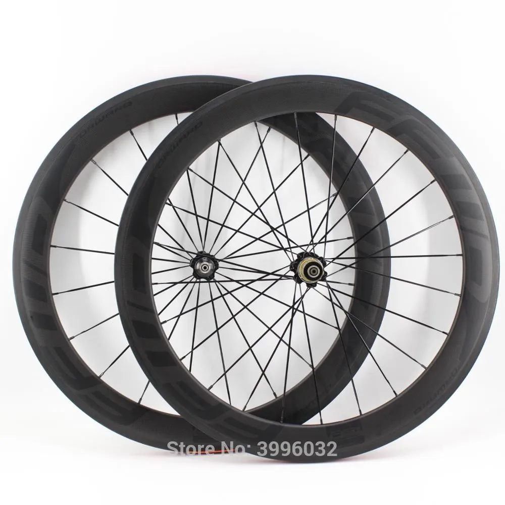 

New black 700C 60mm Road bike matt 3K full carbon fibre bicycle wheelset tubular clincher tubeless rims basalt 23 25mm