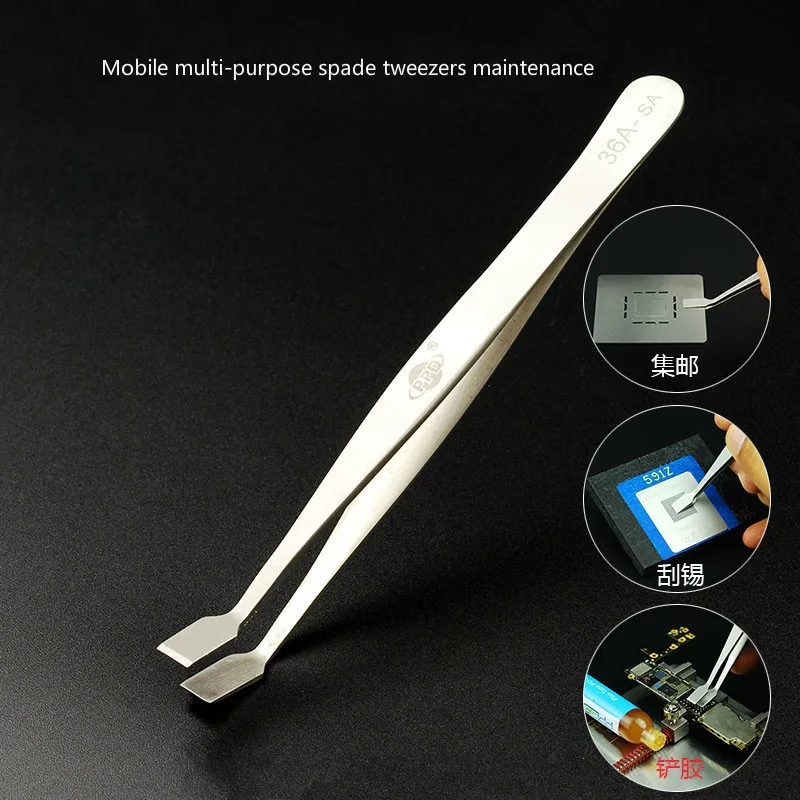 Wozniak ppd 36A-SA Multifunction Anti-magnetic Anti-acid Shovel Shape Tweezer Thin Flat Mobile Phone Repair Tweezers Industrial