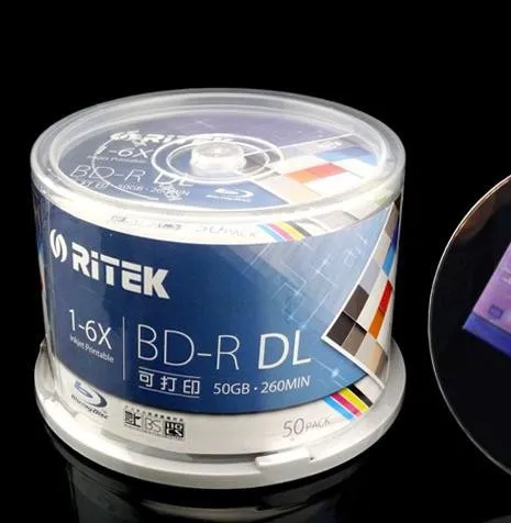 freeship BD-R 50G 50 PCS/Pack - RITEK BD-R 1-6X 50GB BDR Disc Printable Blue-ray BD-R Blank disc  Ritek (Taiwan)