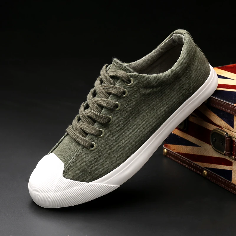 Cowboy Fashion Men Canvas Shoes Low Top Lace Up Male Casual Shoes Round Toe Spring and Autumn Rubber Flat Shoes Lu1 35