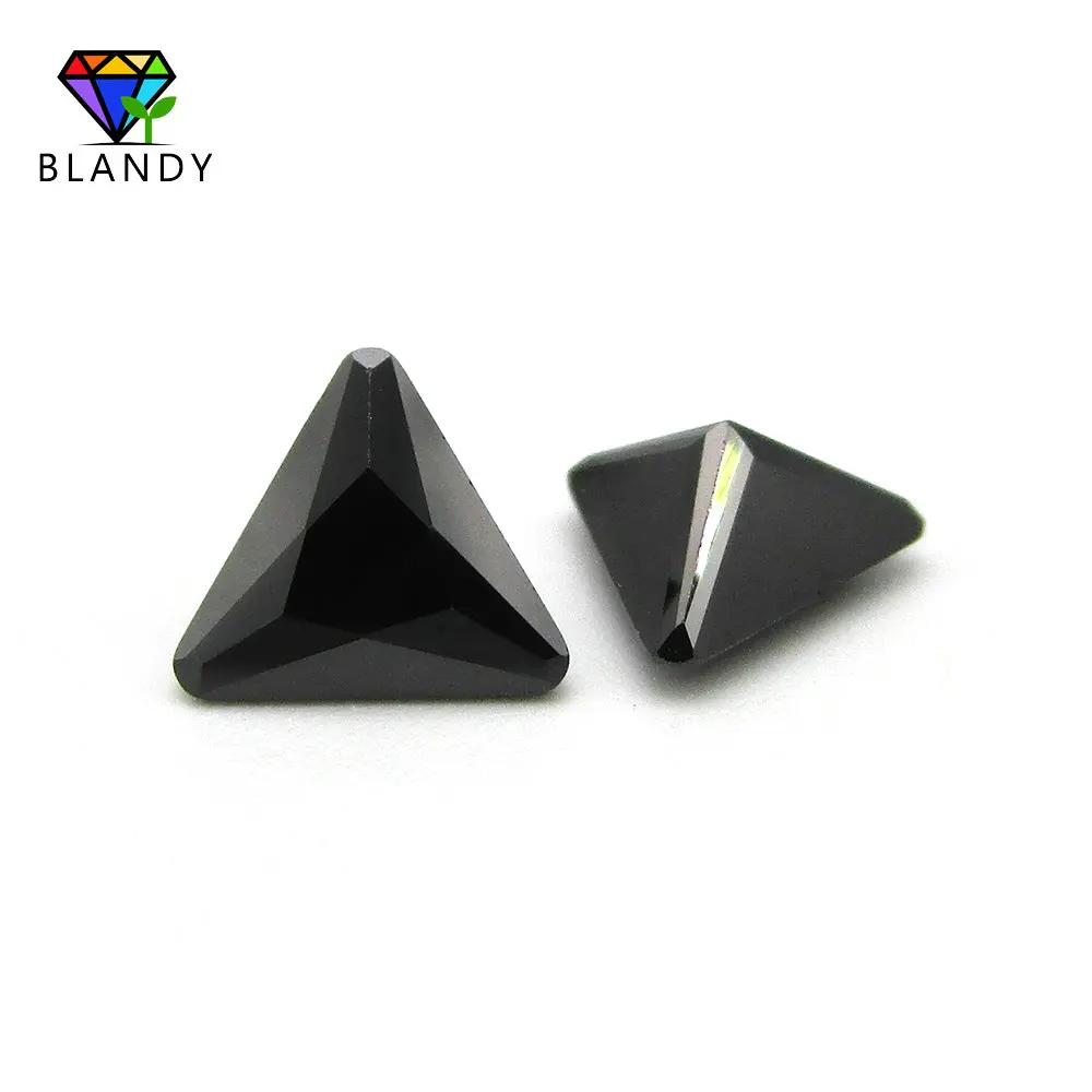 Size 3*3mm~10*10mm Triangle Shape Black Cubic Zirconia Stone 5A Quality Machine Cut Loose CZ Gems For Jewelry Free Shipping