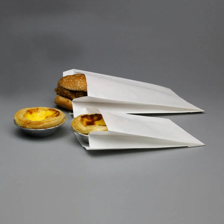 20 Pcs white Kraft Paper bag Oil proof French Fries Fried chicken Bread Hamburger Burrito Paper Bags Takeout food bags