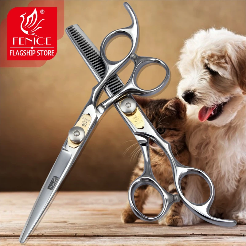 Fenice Professional 6.0 inch pet nożyczki do pielęgnacji psów zestaw cięcia + nożyce do cieniowania stopień przerzedzania około 25%-30%