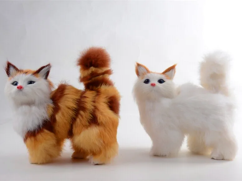 

large 20x7x17cm plastic&furry furs cat model handicraft ,home garden decoration furnishings gift d1013