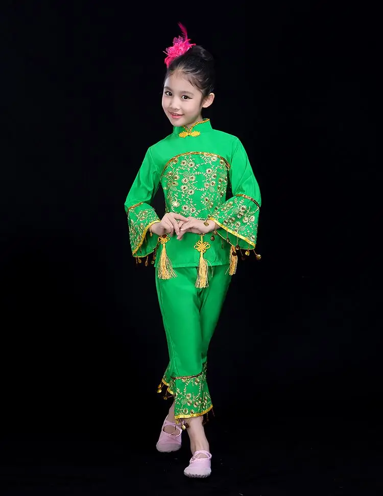 Costume de danse Yangko pour filles, vêtements de performance pour le nouvel an chinois, vêtements de danse de scène pour filles, 5