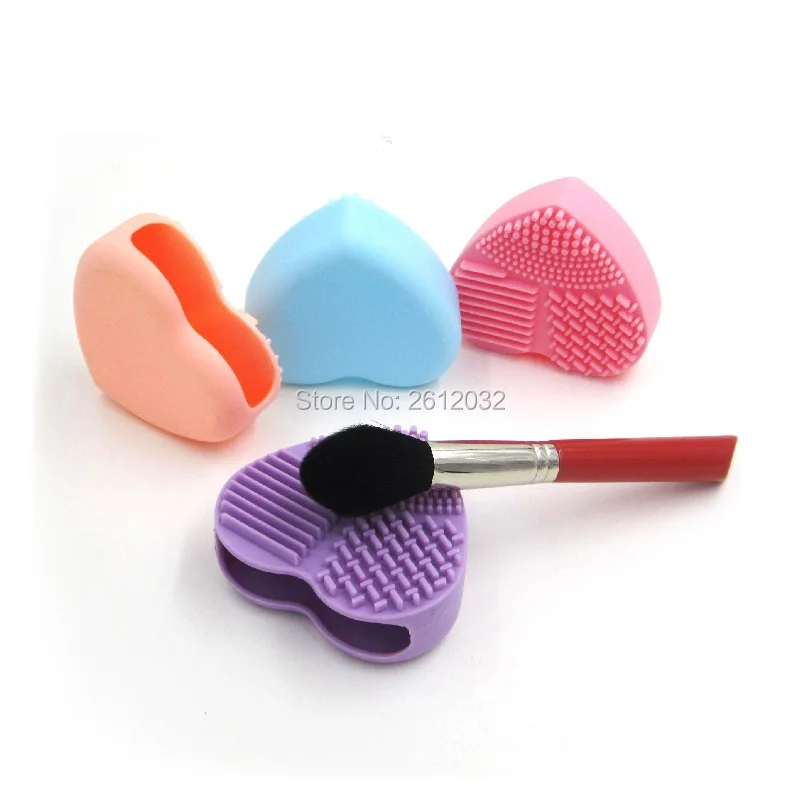 Heart Shape Brushegg Clean brushes Makeup Wash Brush Silica Glove Scrubber Board Cosmetic Cleaning Tools