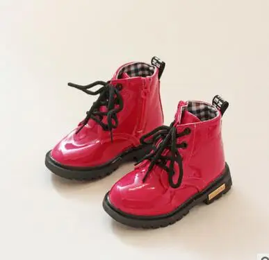 Children shoes boys girls Candy Color patent leather boots kids boots children girls boys Motorcycle boots size 21-35