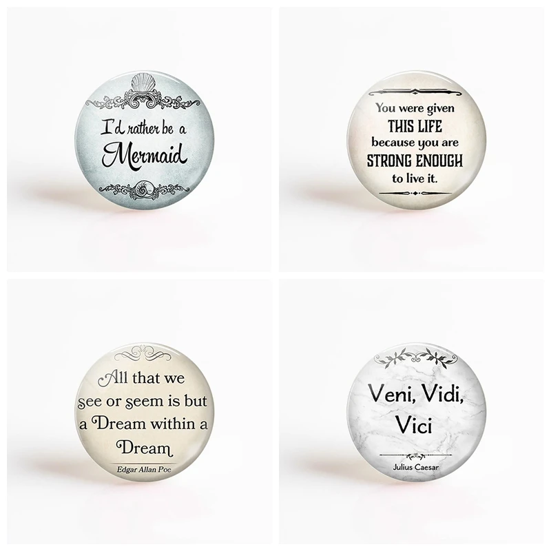 5Pcs/lot Inspirational Quote Letters Print Photo Glass Cabochon Fit 25mm Pendant Base DIY Jewelry Findings Accessories