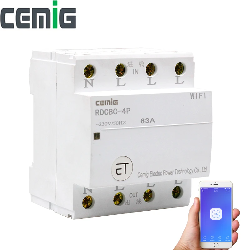 WiFi Intelligent Circuit Breaker Relay Type 4P Din Rail Remote Control By eWeLink APP Smart Home Compatible With Alexa Google