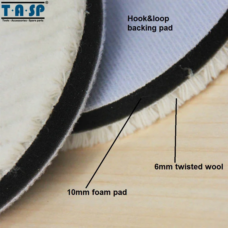 TASP 2pcs 100mm 4 Inch Twisted Wool Polishing Buffing Pads For Car Polishing