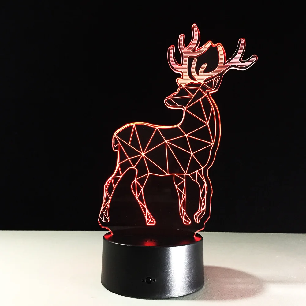 3D Creative Stereo Visual Elk Deer night light Christmas Gift Acrylic Action figure Remote control 7 color adjustable A66