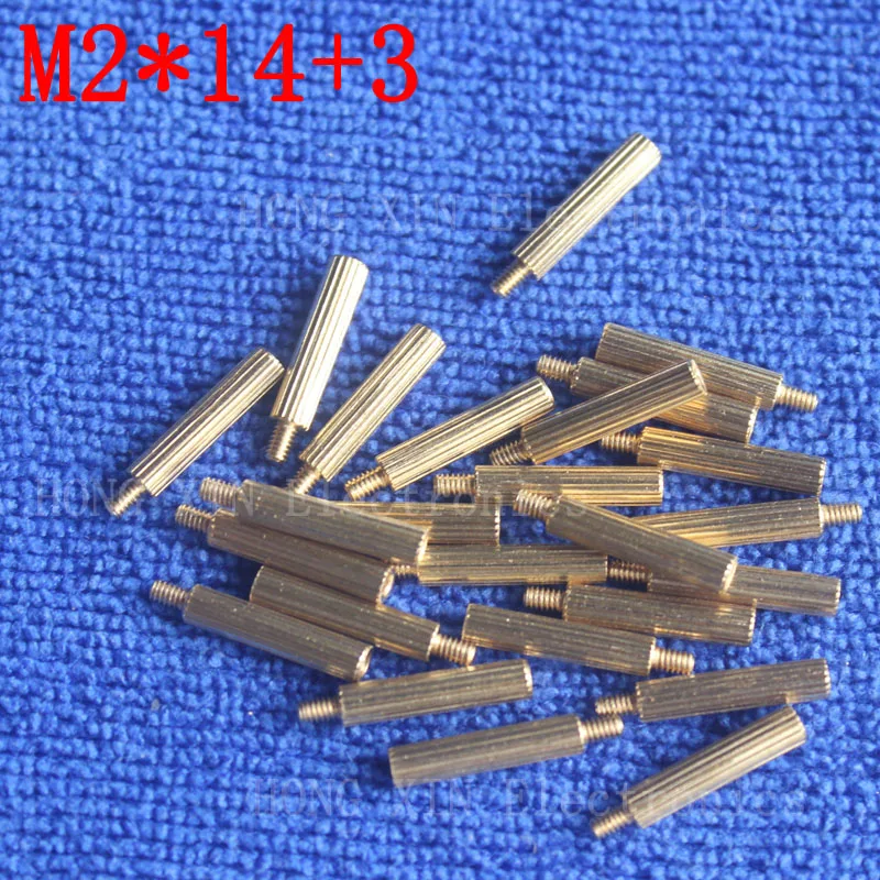 M2*14+3 10Pcs brass Standoff 14mm Spacer Standard Male-Female brass standoffs Metric Thread Column High Quality 10 piece sale