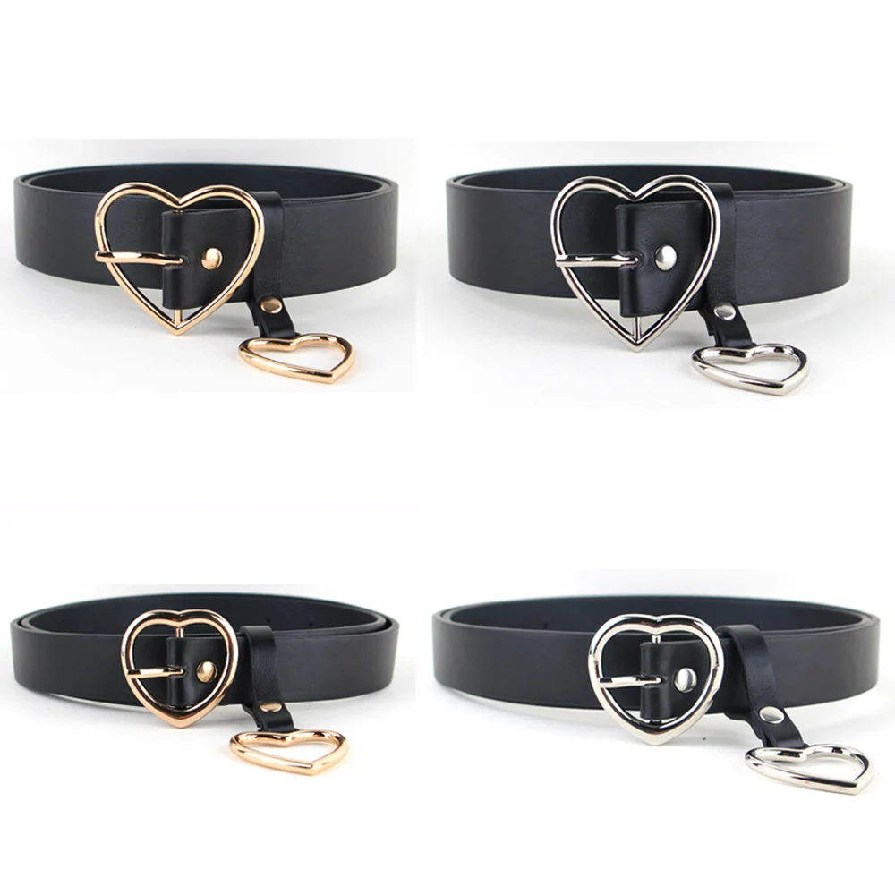 

Women Lady Fashion Gold Silver Heart Buckle Belt Leather Jeans Dress Waist Band BLTLL0514