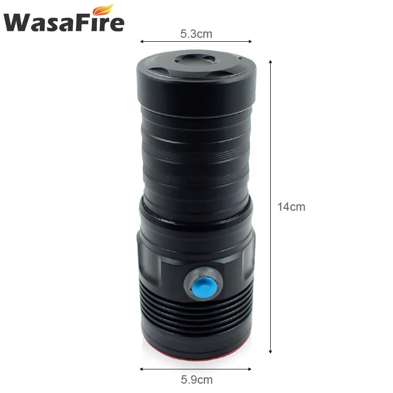 Wasafire Diving Flash Light 10000 Lumens 5*XM-L2 LED Dive Torch Powerful 18650 Flashlight Underwater 100m Waterproof For Hunting