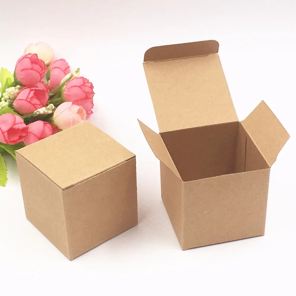 20pcs/lot 5*5*5cm Kraft Paper Square Gift Packing Boxes DIY Handmade Cake/Jewelry/Soap/Cosmetics/Chocolates/Candy Box