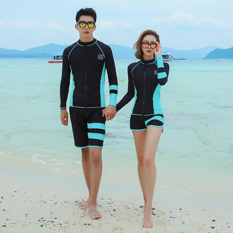 Men and Women's Full Body Zip Shirt and Leggings Set, Rashguard with Bikini, Surf Snorkeling Sun Suit, 3 PCs per Set