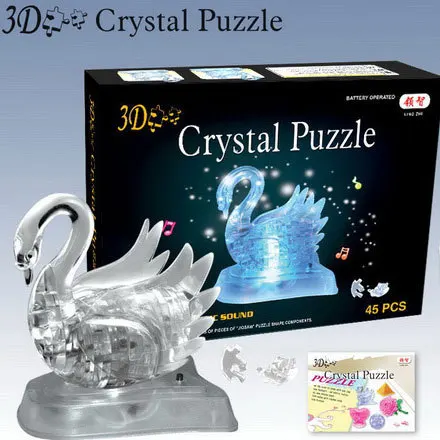 Luminous 3d led crystal swan three-dimensional puzzle, flash music swan