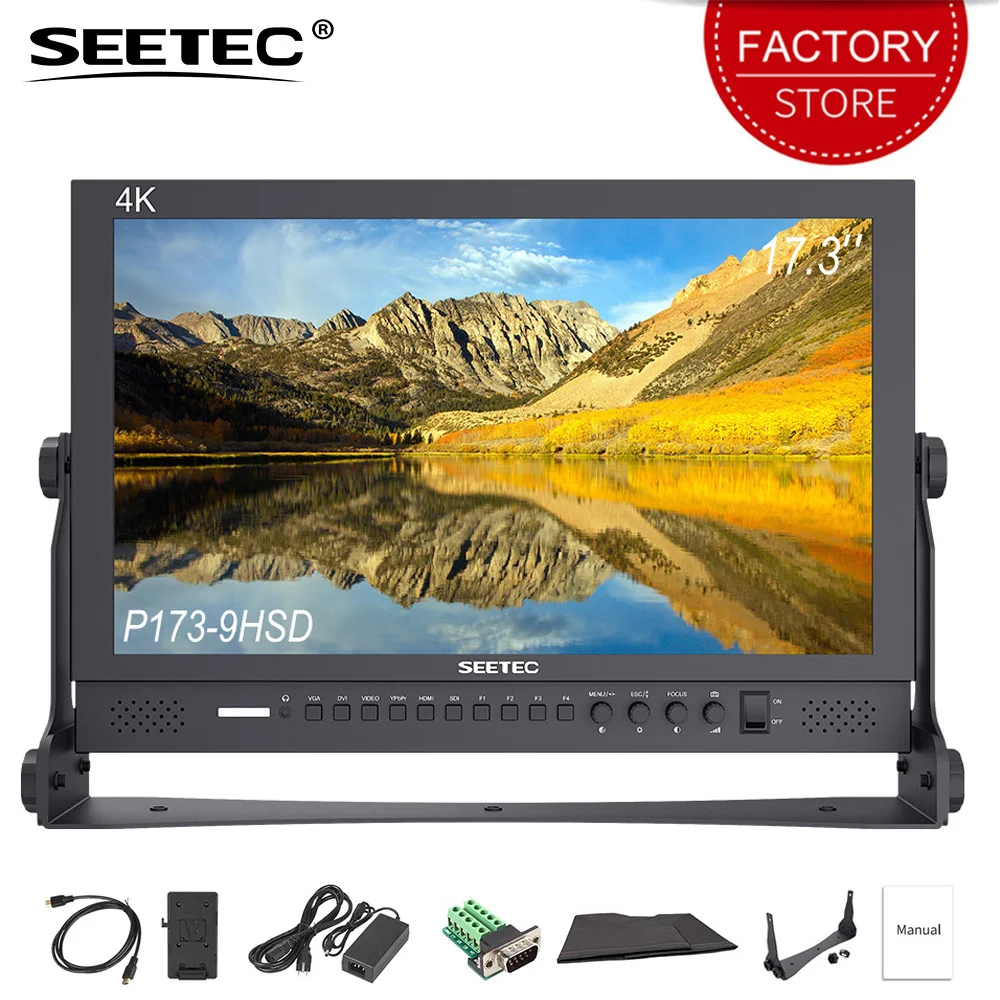 SEETEC P173-9HSD 17,3 pulgadas Pro Monitor Broadcast HD 4 K 1920x1080 diseño de aluminio de escritorio LCD Monitor con 3G SDI HDMI YPbPr AV