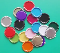 1 Cal kolorowe płaskie metalowe kapsle do butelek z pierścieniem SUTOYUEN spłaszczone Bottlecaps dla Diy Hairbow wisiorek rzemiosło 50 sztuk Mix 13 kolory