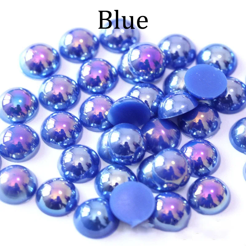 2/3/4/5/6/8/10/12/14 mm AB Color Imitation Pearls Craft Half Round Flatback Beads for Jewelry Making Nail DIY Decoration