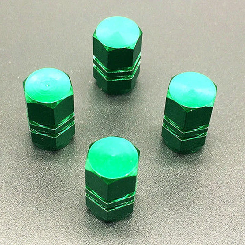 JX-LCLYL 4pcs Universal Aluminum Car Wheel Tire Tyre Valve Air Stem Cap Cover Green