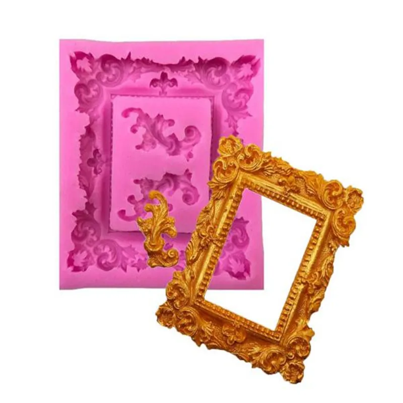 Candy Turning Mould Frame Antique Border Frame Embossed Photo Frame Mould Hollow Embossed Border Turning Silica Gel Mould X098